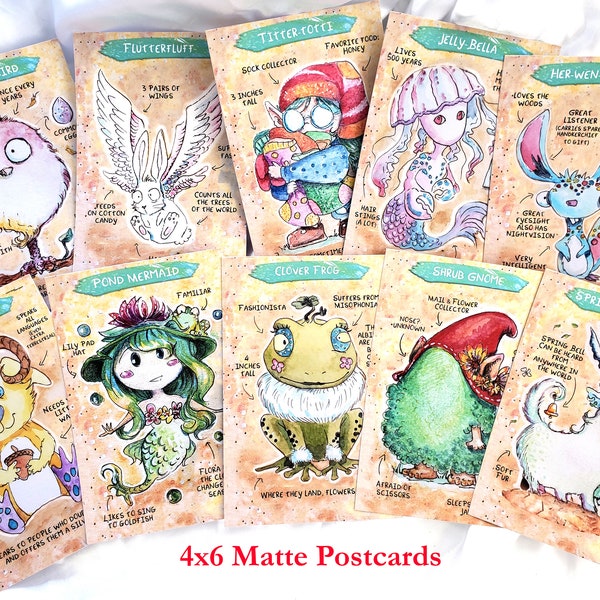 10 Different Animal Postcards Field Guide Humor Matte 4x6