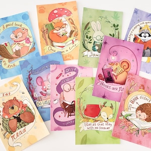 10 Different Animal Postcards Bookish Book Club & Set