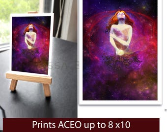 ACEO Art PRINT - small prints - Original art - Red Lady