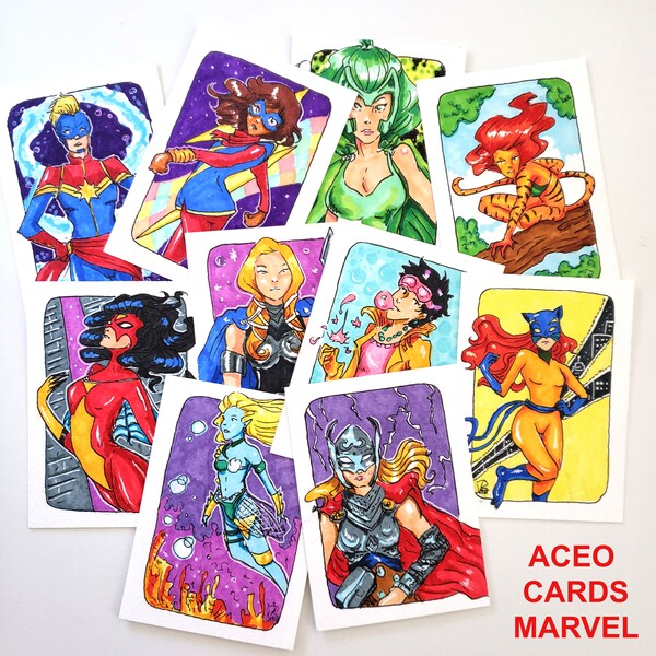 Superheroes ACEO Sketchcards/ Artistscards Original - not prints - Commissions