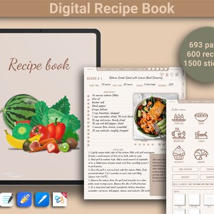 Digital recipe and cook book with Recipe cards for most PDF Apps