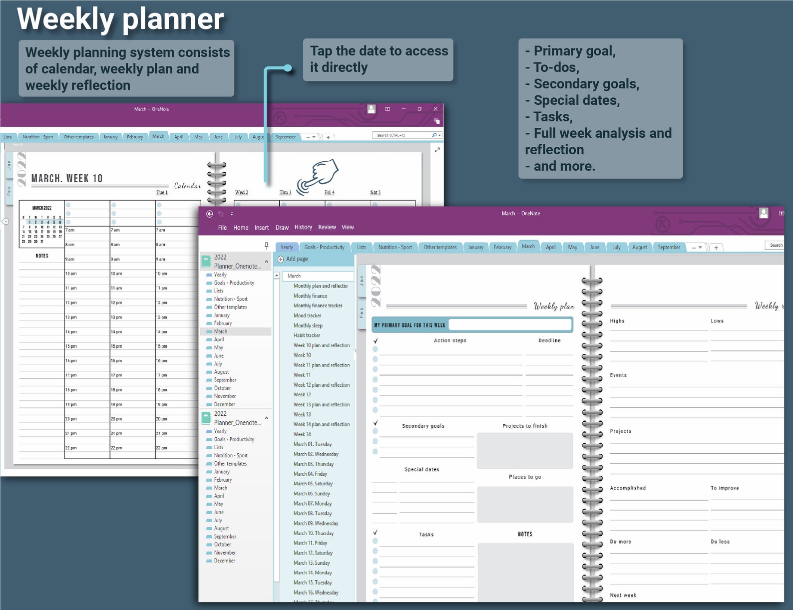 One Note Planner Template, Onenote Digital Planner 2023, Onenote