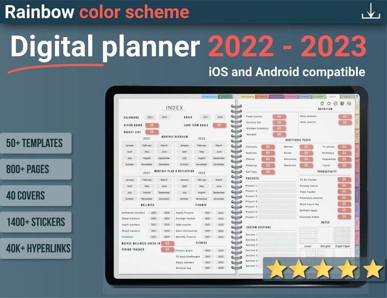 Goodnotes Planner for iPad 2022 2023 Digital Life Planner Etsy