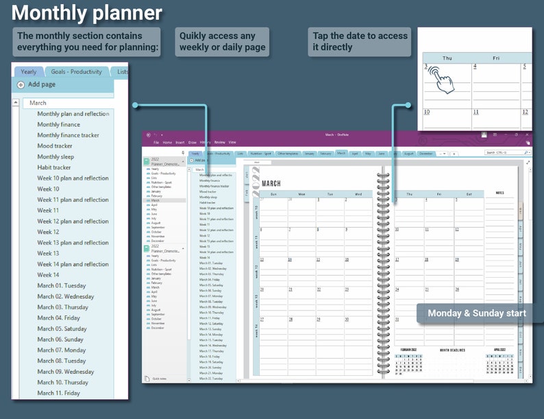One Note Planner Template Onenote Digital Planner 2023 Etsy Australia