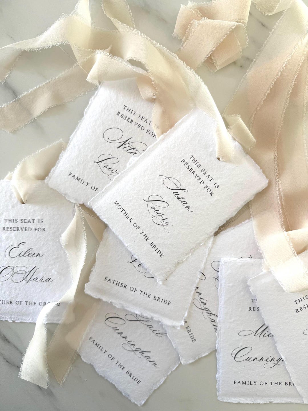 Deckled Edge Reserved Seating Tag With Ribbon | Customizable - Etsy
