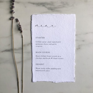 Menu weselne Deckled Edge