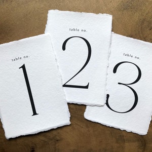 Deckled Edge Papier Hochzeit Tischnummern | 5x7