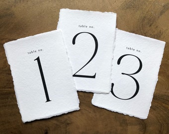 Deckled Edge Paper Wedding Table Numbers | 5x7