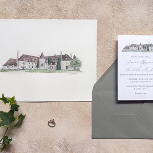 Semi-Custom Handpainted Watercolour Venue Wedding Invitations