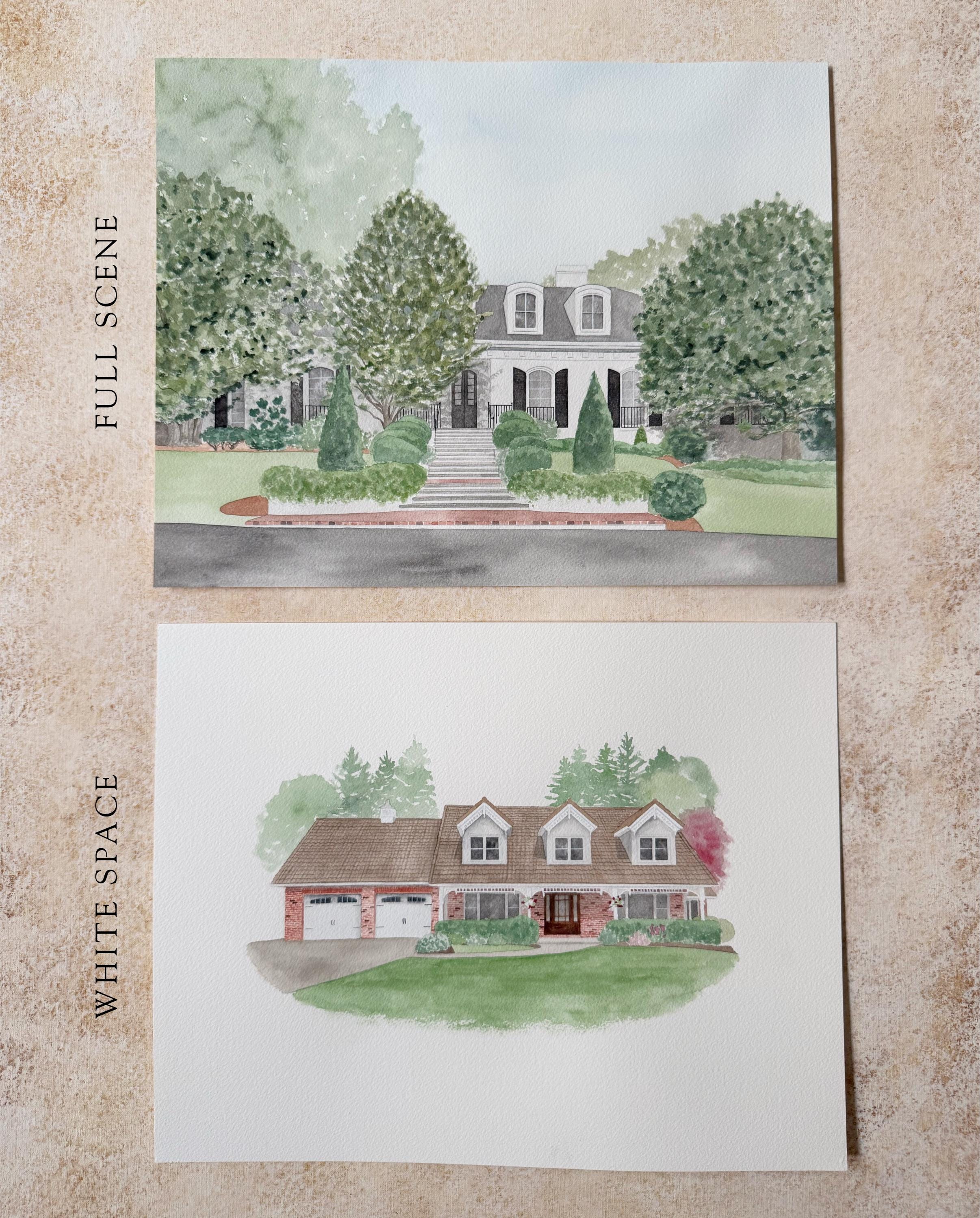 Custom Hand Painted Watercolour House Portrait | Wedding Venue Portrait ...