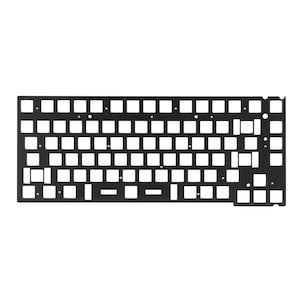 May include: Black keyboard plate with a standard layout of keys. The plate is made of a durable material and is designed to fit a 60% keyboard.