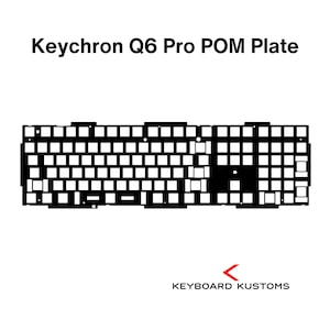 Puede incluir: Imagen en blanco y negro de una placa POM Keychron Q6 Pro para un teclado personalizado. La placa está hecha de un material duradero y tiene un diseño elegante y moderno.