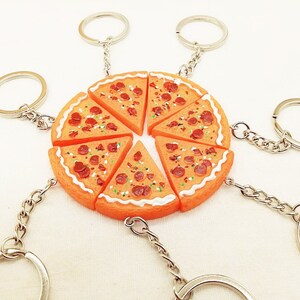 Friendship Pizza Food Keychain. Cute Pizza Keychain. Miniature realistic food. Gifts