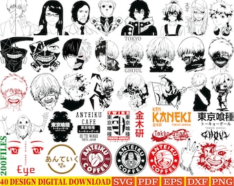 40 disegni / Anime Bundle SVG Digital Download / GIAPPONESE SVG / / Anime Silhouette SVG / Anime Character / Kawaii svg / Anime svg packs