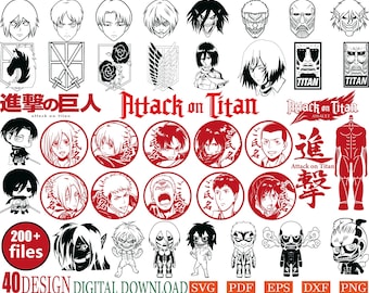 40 disegni / Anime Bundle SVG Digital Download / GIAPPONESE SVG / / Anime Silhouette SVG / Anime Character / Kawaii svg / Anime svg packs