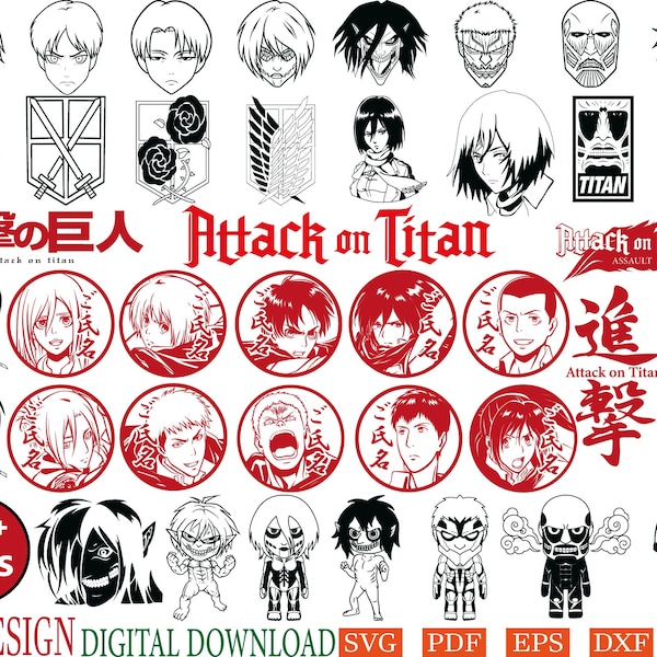 40 Designs | Anime Bundle SVG Digital Download | Japanese SVG |  | Anime Silhouette SVG | Anime Character | Kawaii svg | Anime svg packs