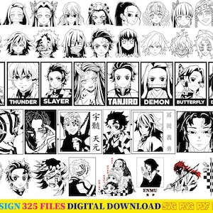 65 Designs | Anime Bundle SVG Digitaler Download | Japanische SVG | | Anime Silhouette SVG | Anime Charakter | Kawaii svg | Anime svg packs