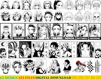 65 disegni / Pacchetto Anime SVG Download digitale / SVG giapponese / / Silhouette Anime SVG / Personaggio Anime / Kawaii SVG / Pacchetti SVG Anime