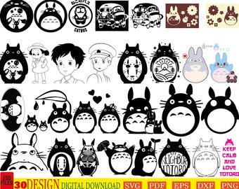30 Designs | Anime Bundle SVG Digital Download | Japanese SVG |  | Anime Silhouette SVG | Anime Character | Kawaii svg | Anime svg packs