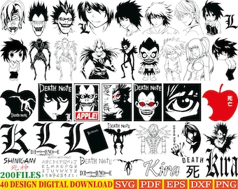 40 disegni / Anime Bundle SVG Digital Download / GIAPPONESE SVG / / Anime Silhouette SVG / Anime Character / Kawaii svg / Anime svg packs