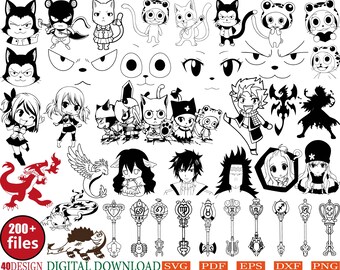 40 Designs | Anime Bundle SVG Digital Download | Japanese SVG |  | Anime Silhouette SVG | Anime Character | Kawaii sv | Anime svg packs
