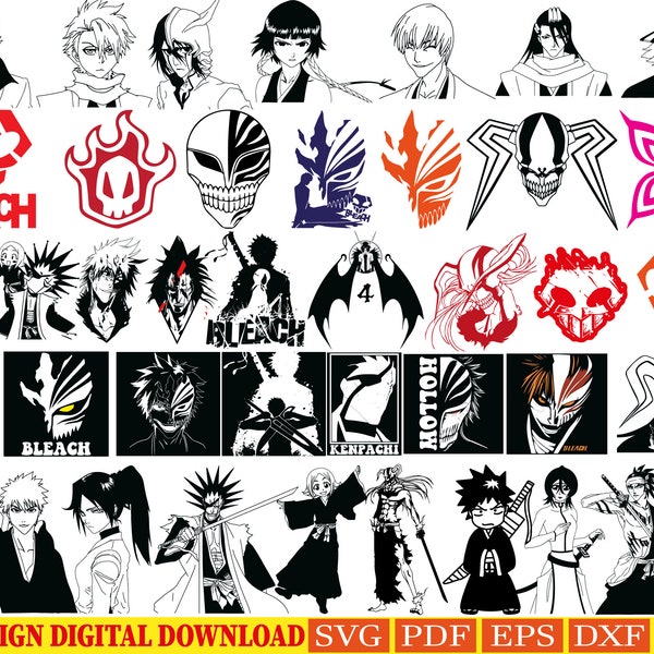 80 Designs | Anime Bundle SVG Digital Download | Japanese SVG |  | Anime Silhouette SVG | Anime Character | Kawaii svg | Anime svg packs