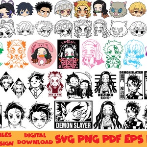 60 Designs | Anime Bundle SVG Digital Download | Japanese SVG |  | Anime Silhouette SVG | Anime Character | Kawaii svg | Anime svg packs