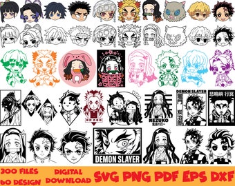 60 Designs | Anime Bundle SVG Digital Download | Japanese SVG |  | Anime Silhouette SVG | Anime Character | Kawaii svg | Anime svg packs