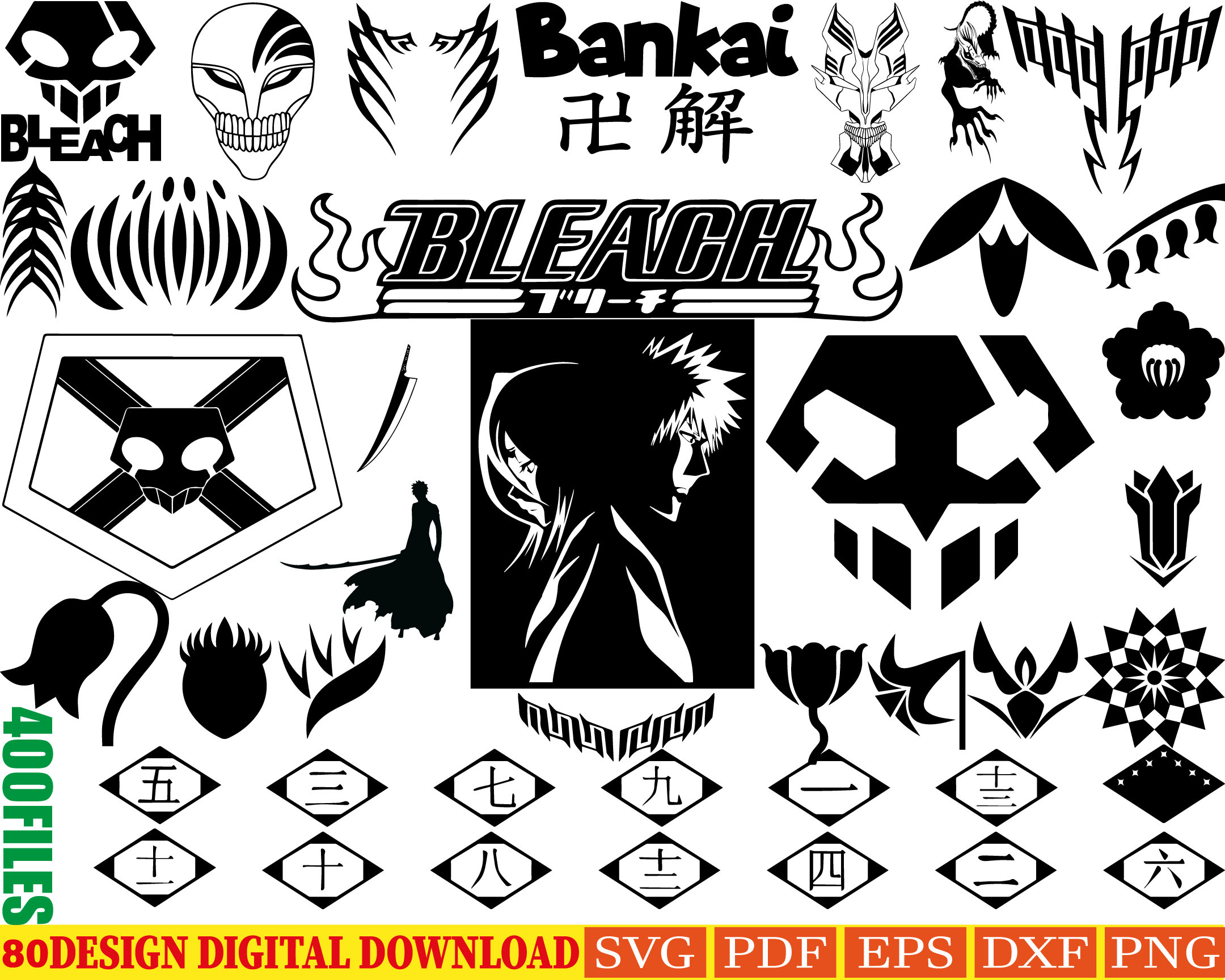 Bleach Svg, Anime Series Bleach Svg, Ichigo Bleach Svg, Ichigo Kurosaki  Svg, file for cricut, Anime svg, png, eps, dxf digital download