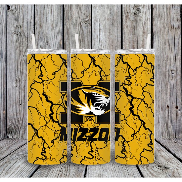 Mizzou Tigers University of Missouri 20 oz skinny tumbler sublimation tumbler wrap