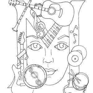 M is for Music coloring page