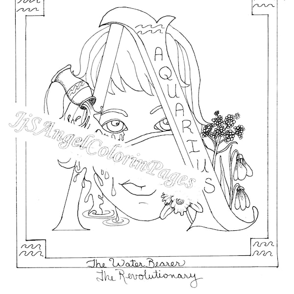 Aquarius, Zodiac, Coloring Page
