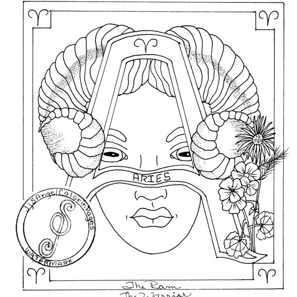 Aries, Zodiac, Horoscope, coloring page