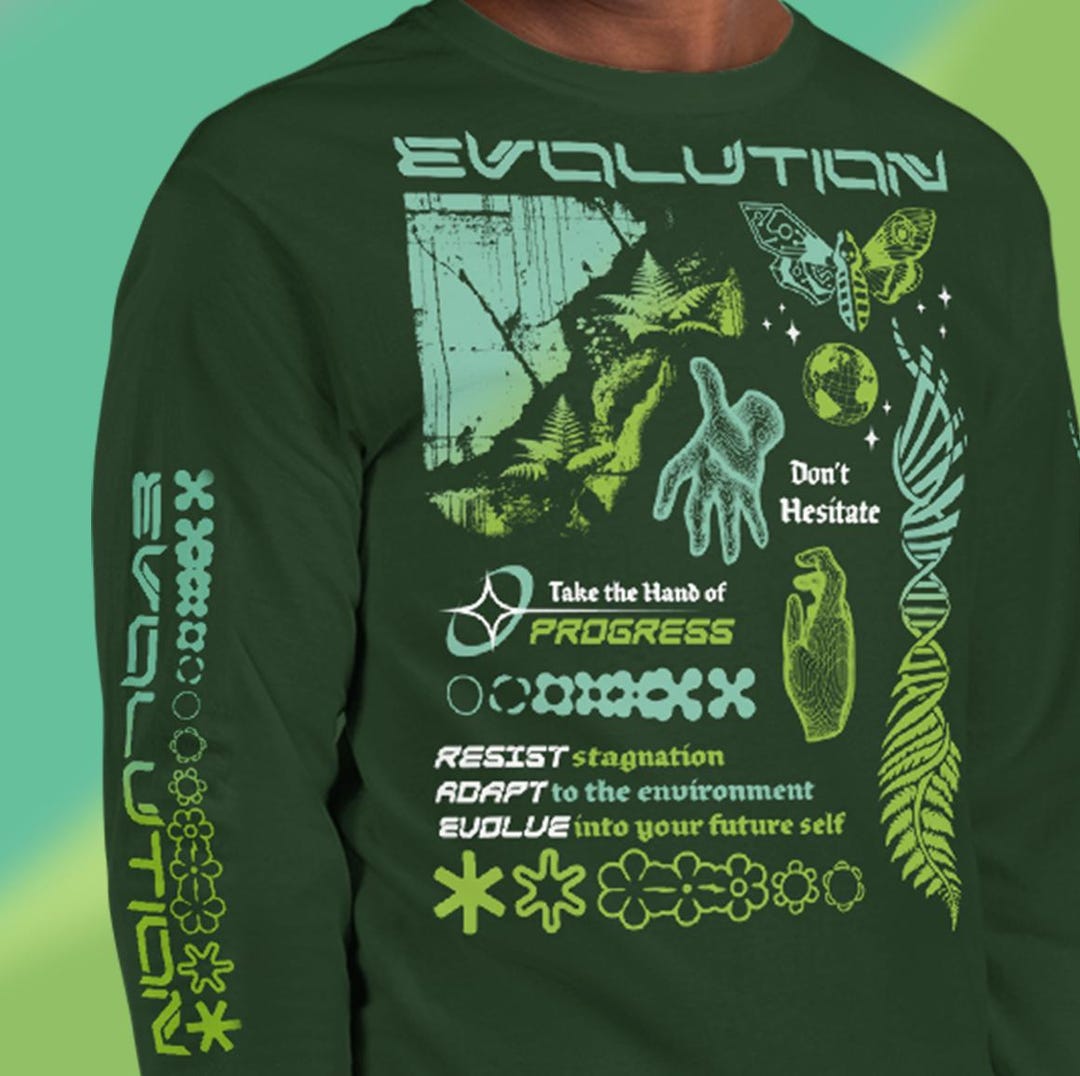 Evolution Long Sleeve [large Front Print, No Back Print] - Etsy
