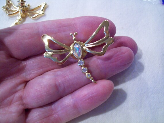 Pair of Avon Rhinestone Dragonfly Tack Pins - image 3
