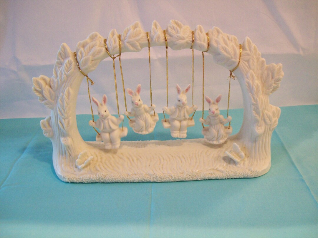 Spring Collection - Rabbit Swing Figurine - Etsy