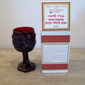 Avon Cape Cod Ruby Wine Glass In Box