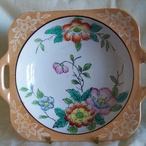 Floral Japanese Lusterware Serving Bowl