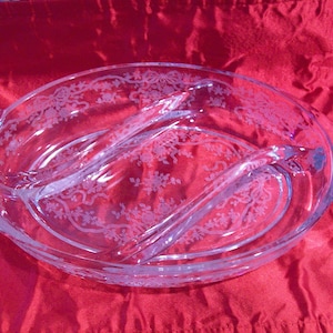 Vintage Fostoria Etched Divided Dish