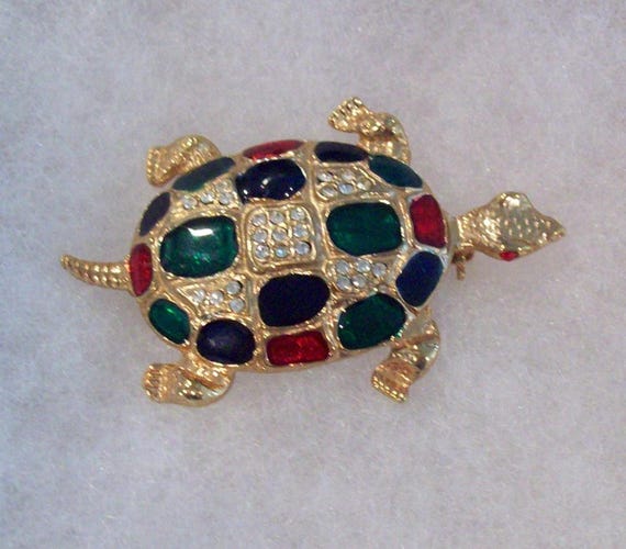 Rhinestone Turtle Pin - image 1