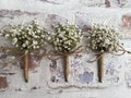 Dried White Gypsophila Babys Breath Wedding Buttonhole, Boutonniere, Groom Corsage