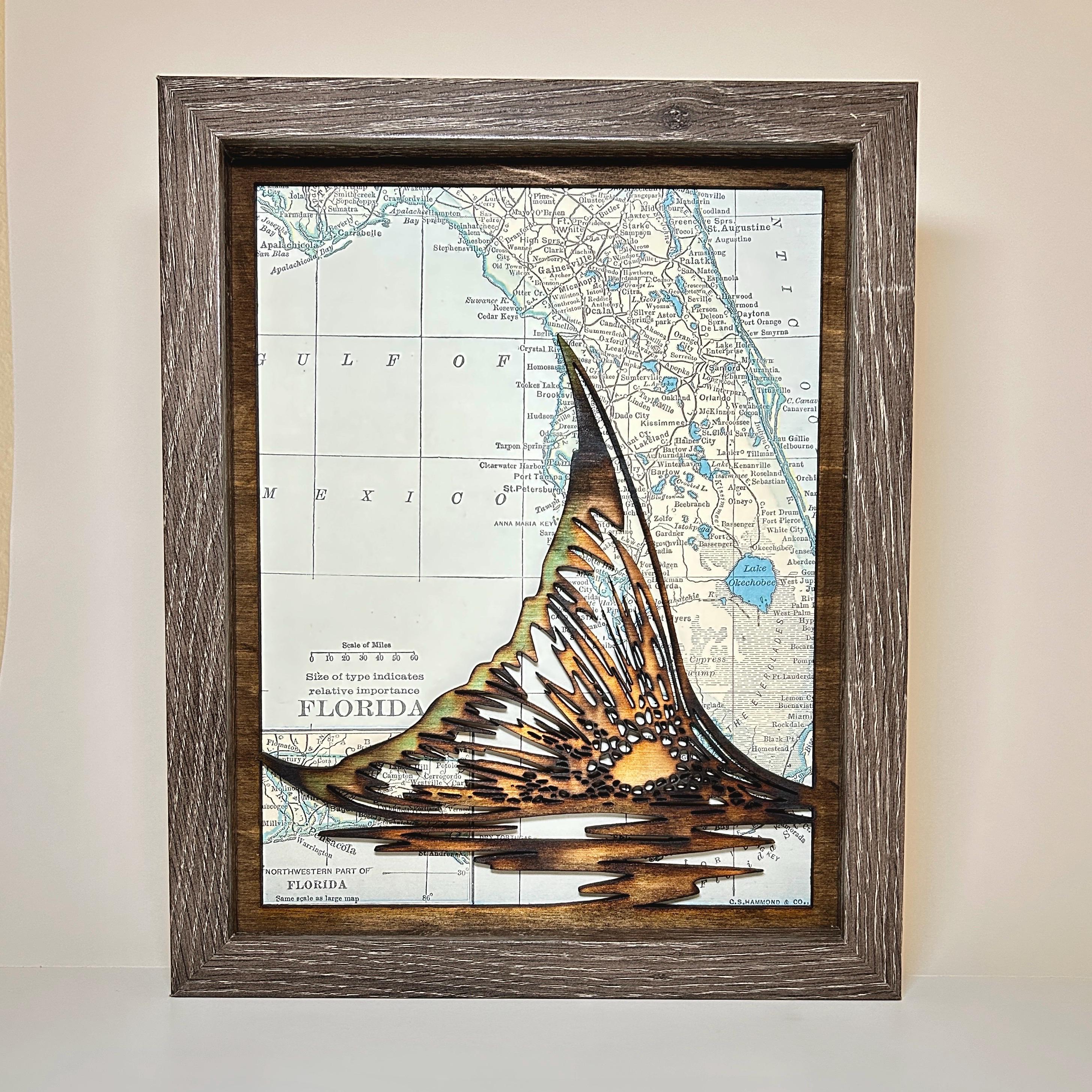 Tailing Redfish Wall Art: Coastal Fishing Decor, Vintage Florida