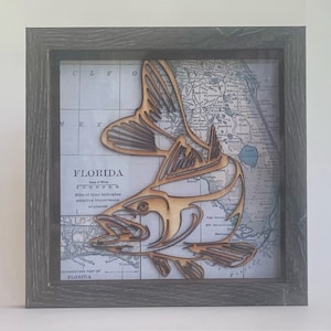 Florida Snook Wall Art – Coastal Fishing Decor, Snook Inshore Fishing Gift for Him, 8x8 Snook Art or Tournament Trophy