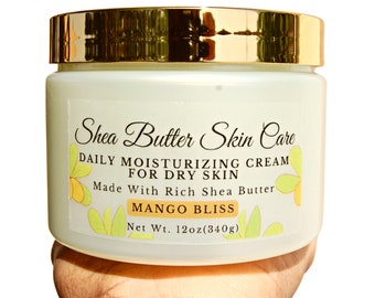 Mango Bliss Moisturizing Shea Butter Cream Lotion For Dry Skin | For Adults and Children | For Body, Face, Hands, Feet | 12oz (340g)