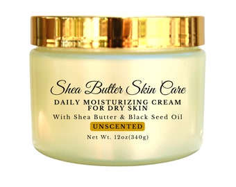 Unscented Lotion, Dry Skin Cream, Moisturizing Shea Butter and Black Seed Oil | For Body, Face, Hands, Feet | 12oz (340g)