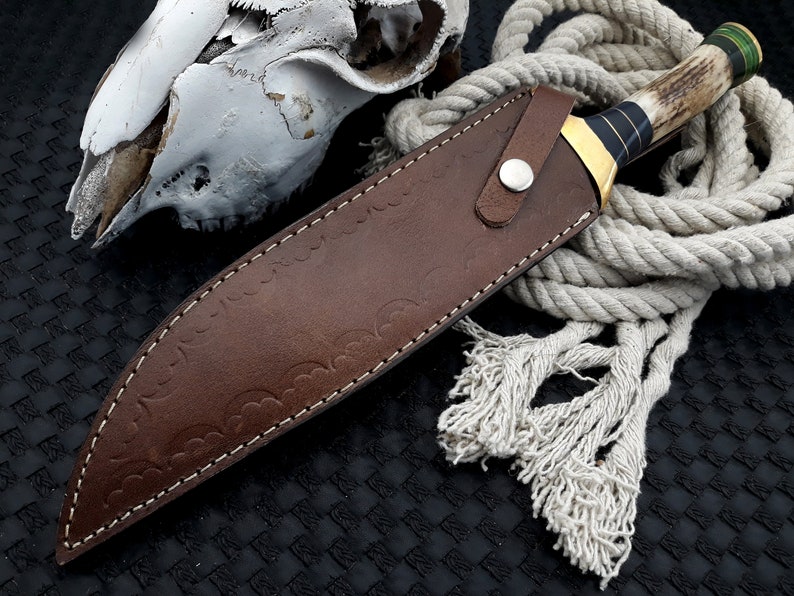 12 Handmade Custom Bowie Knife Sheath Damascus Hunting Etsy