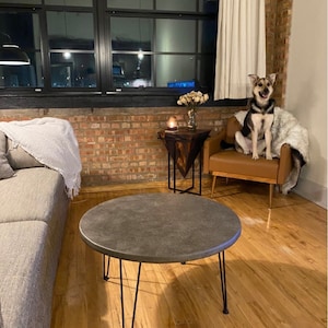 Custom round concrete coffee table