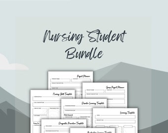 Nursing Student Bundle, Learning Template, HIGH QUALITY, Concept Map, Student Organizer, Student charting, Study Aid, Nurse Notes, PCT