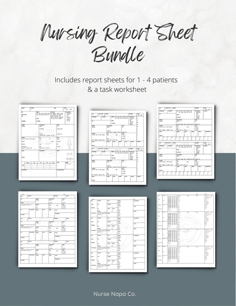 Nurse With Multipe Task Examples Nursing Report Sheet Bundle, Multiple Patient Report Sheet, HIGH ...