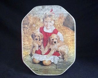 Girl & Puppies Tin